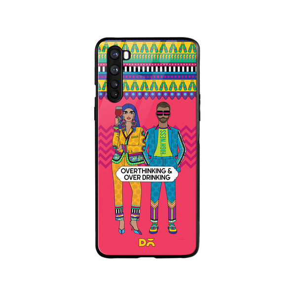 

DailyObjects Overthinking & Overdrinking Glass Case Cover For OnePlus Nord
