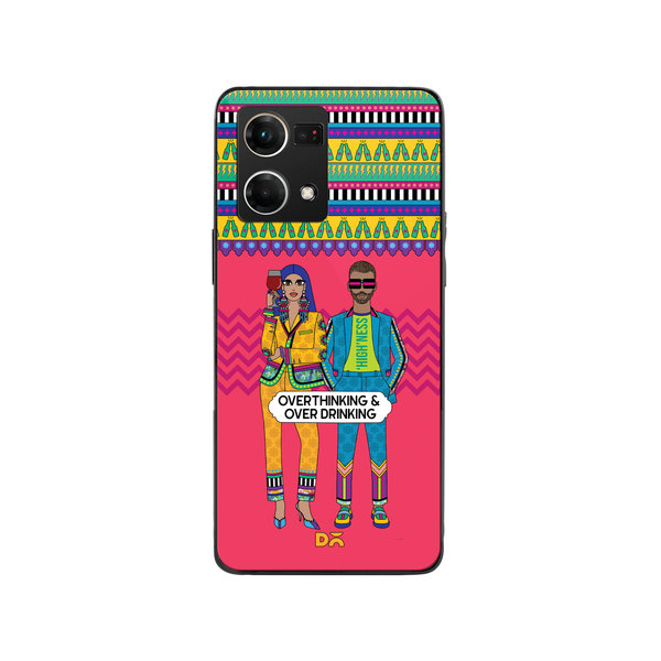 

DailyObjects Overthinking & Overdrinking Glass Case Cover For Oppo F21 Pro