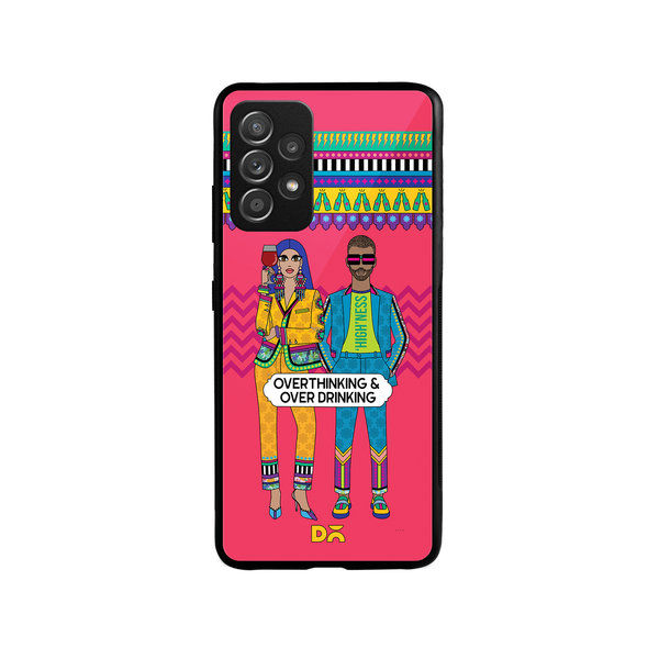 

DailyObjects Overthinking & Overdrinking Glass Case Cover For Samsung Galaxy A52