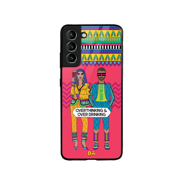 

DailyObjects Overthinking & Overdrinking Glass Case Cover For Samsung Galaxy S21 FE