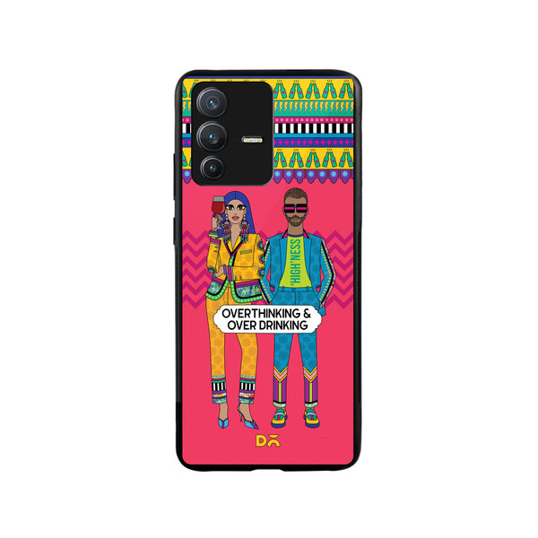 

DailyObjects Overthinking & Overdrinking Glass Case Cover For Vivo V23