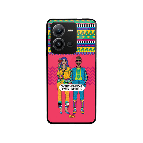 

DailyObjects Overthinking & Overdrinking Glass Case Cover For Vivo V25