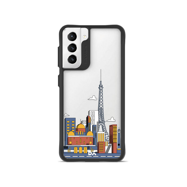 

DailyObjects Paris Skyline Black Hybrid Clear Case Cover For Samsung Galaxy S21