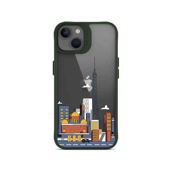 DailyObjects Paris Skyline Green Hybrid Clear Case Cover For iPhone 13 Mini
