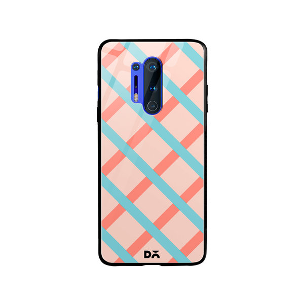

DailyObjects Pastel Peach Diagonal Checks Glass Case Cover For OnePlus 8 Pro