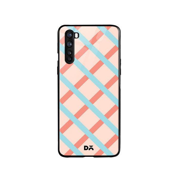 

DailyObjects Pastel Peach Diagonal Checks Glass Case Cover For OnePlus Nord