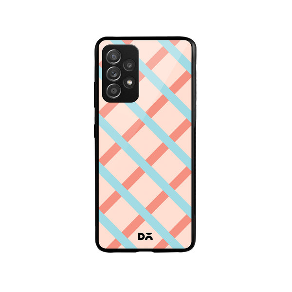 

DailyObjects Pastel Peach Diagonal Checks Glass Case Cover For Samsung Galaxy A52