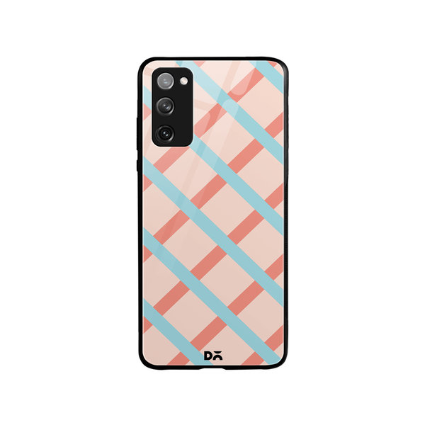 

DailyObjects Pastel Peach Diagonal Checks Glass Case Cover For Samsung Galaxy S20 FE