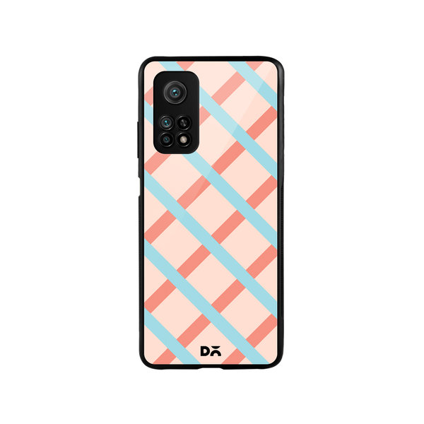 

DailyObjects Pastel Peach Diagonal Checks Glass Case Cover For Xiaomi Mi 10T