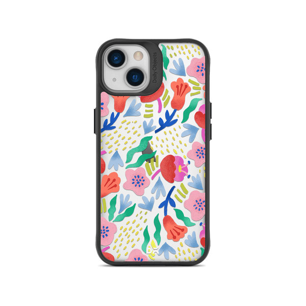 

DailyObjects Pastel Tulips Black Hybrid Clear Case Cover For iPhone 14 Plus