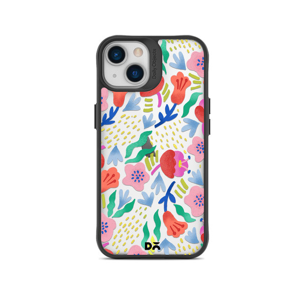 

DailyObjects Pastel Tulips Black Hybrid Clear Case Cover For iPhone 15 Plus