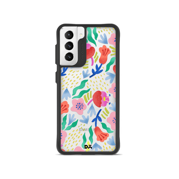 

DailyObjects Pastel Tulips Black Hybrid Clear Case Cover For Samsung Galaxy S21 FE