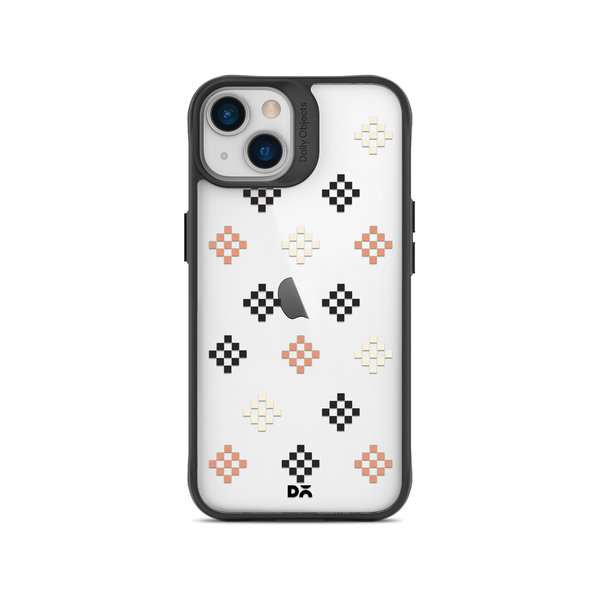 

DailyObjects Peach Diamonds Black Hybrid Clear Case Cover For iPhone 13
