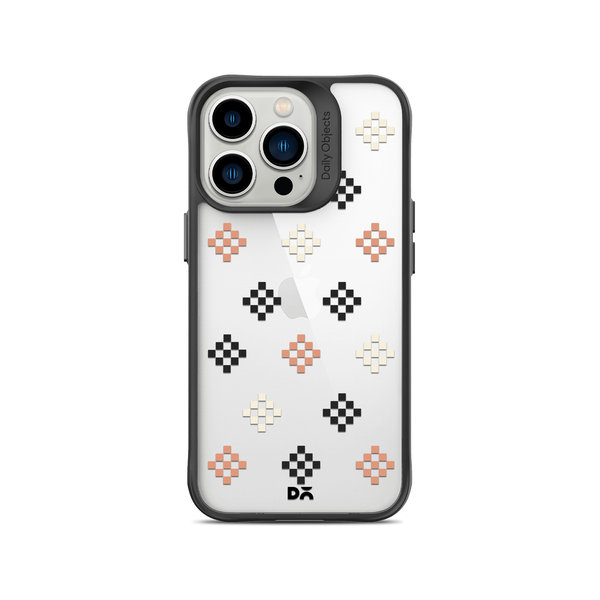 

DailyObjects Peach Diamonds Black Hybrid Clear Case Cover For iPhone 13 Pro