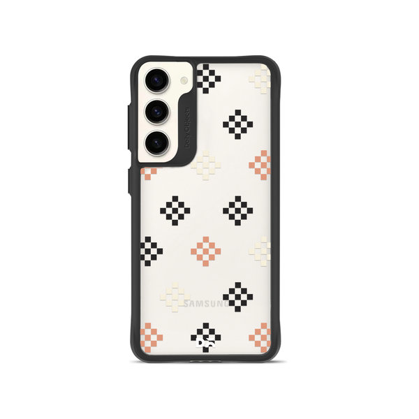 

DailyObjects Peach Diamonds Black Hybrid Clear Case Cover For Samsung Galaxy S23