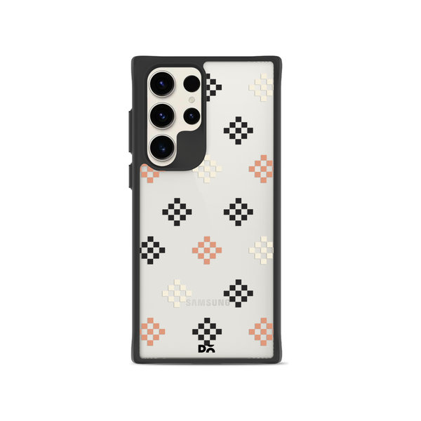

DailyObjects Peach Diamonds Black Hybrid Clear Case Cover For Samsung Galaxy S23 Ultra