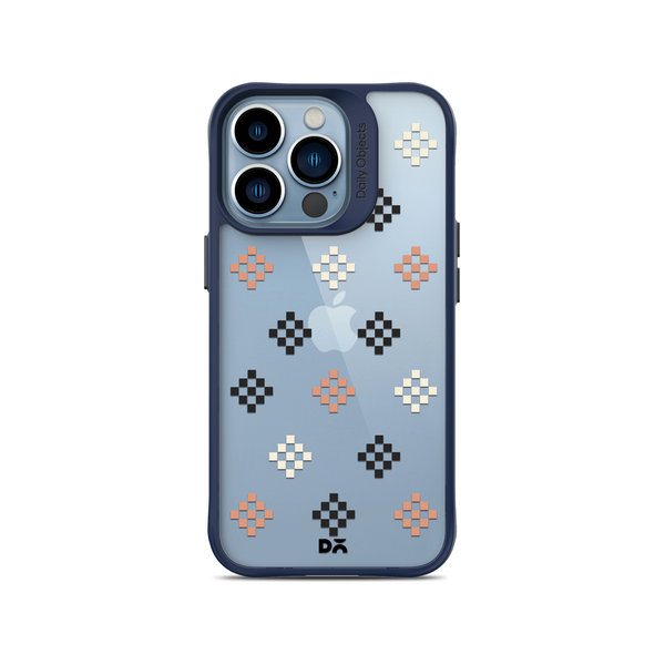 

DailyObjects Peach Diamonds Blue Hybrid Clear Case Cover For iPhone 13 Pro Max
