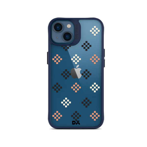 

DailyObjects Peach Diamonds Blue Hybrid Clear Case Cover For iPhone 14 Plus