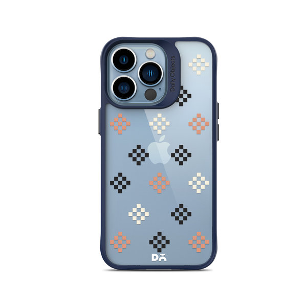 

DailyObjects Peach Diamonds Blue Hybrid Clear Case Cover For iPhone 14 Pro
