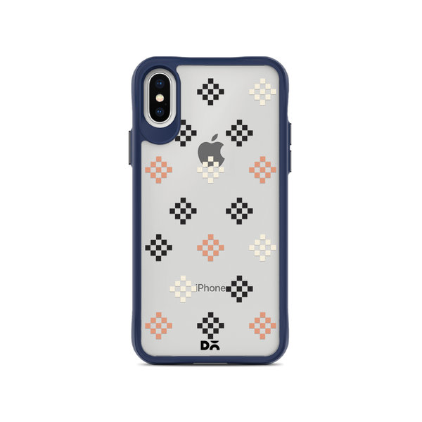 

DailyObjects Peach Diamonds Blue Hybrid Clear Case Cover For iPhone XS