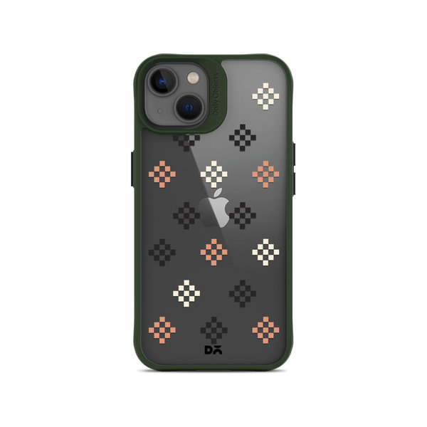 

DailyObjects Peach Diamonds Green Hybrid Clear Case Cover For iPhone 13 Mini