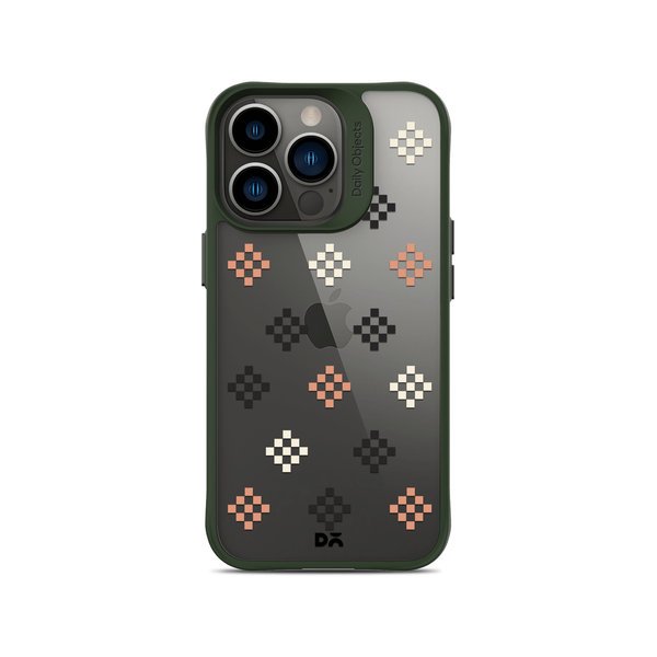 

DailyObjects Peach Diamonds Green Hybrid Clear Case Cover For iPhone 13 Pro Max
