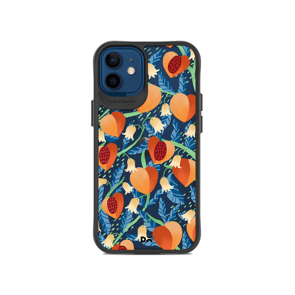 

DailyObjects Peachy Peaches Black Hybrid Clear Case Cover For iPhone 12
