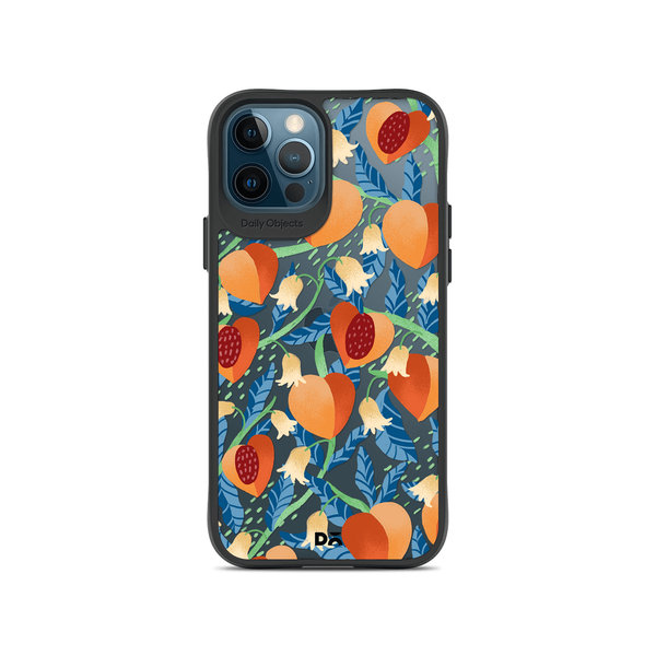 

DailyObjects Peachy Peaches Black Hybrid Clear Case Cover For iPhone 12 Pro