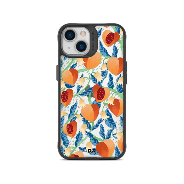 

DailyObjects Peachy Peaches Black Hybrid Clear Case Cover For iPhone 13 Mini