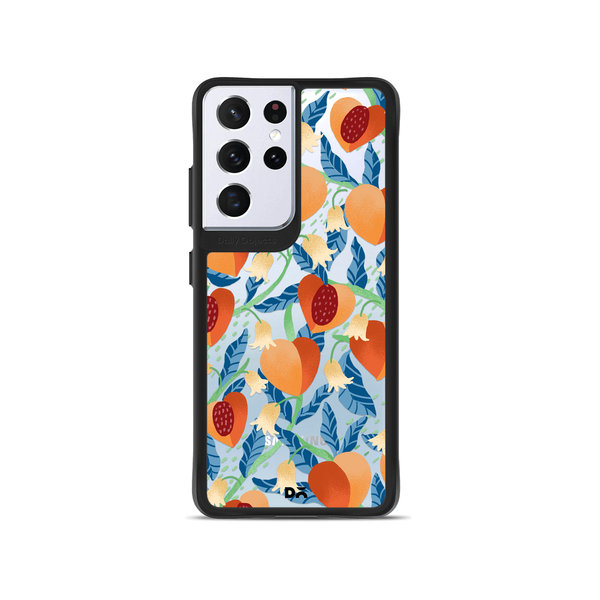 

DailyObjects Peachy Peaches Black Hybrid Clear Case Cover For Samsung Galaxy S21 Ultra