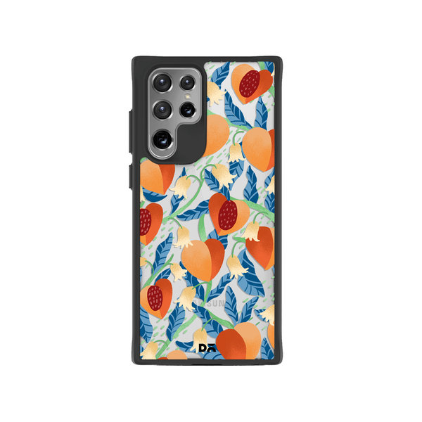 

DailyObjects Peachy Peaches Black Hybrid Clear Case Cover For Samsung Galaxy S22 Ultra