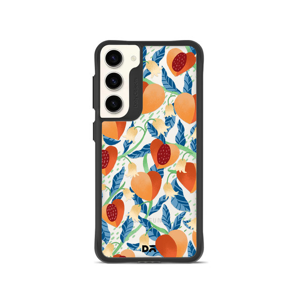 

DailyObjects Peachy Peaches Black Hybrid Clear Case Cover For Samsung Galaxy S23 Plus