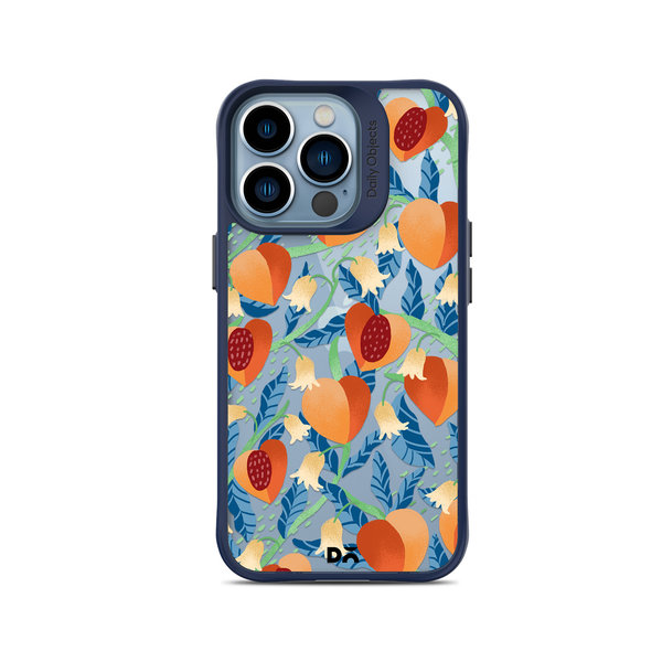 

DailyObjects Peachy Peaches Blue Hybrid Clear Case Cover For iPhone 14 Pro
