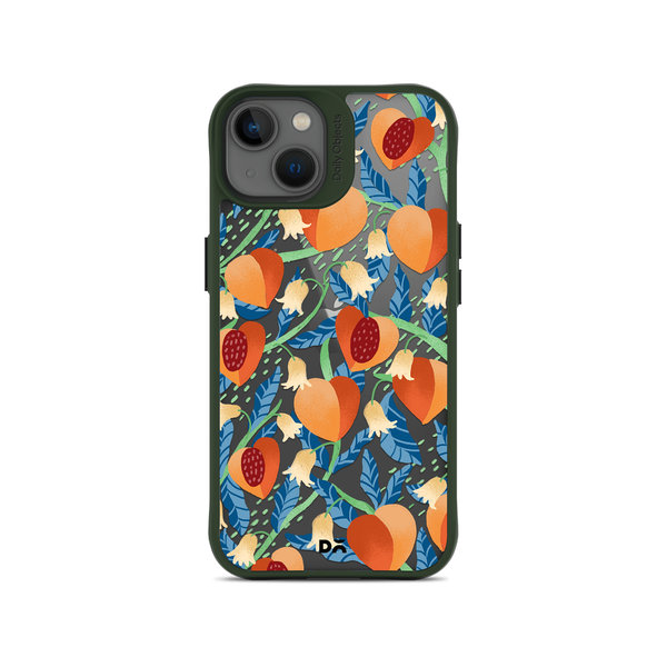 

DailyObjects Peachy Peaches Green Hybrid Clear Case Cover For iPhone 13 Mini