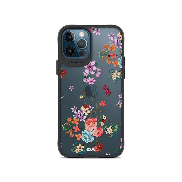 

DailyObjects Periwinkle & Roses Black Hybrid Clear Case Cover For iPhone 12 Pro