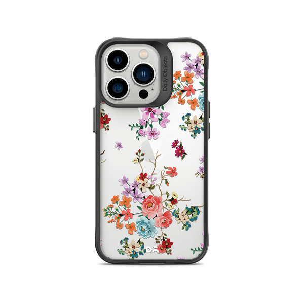 

DailyObjects Periwinkle & Roses Black Hybrid Clear Case Cover For iPhone 13 Pro Max