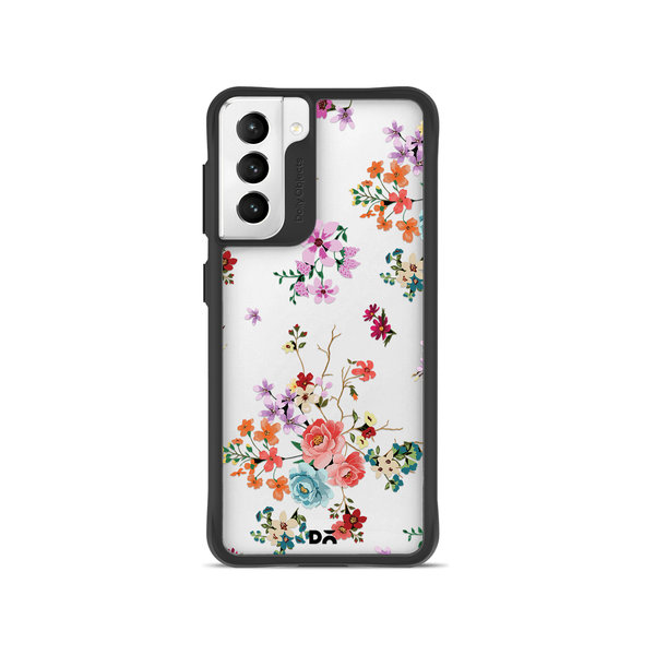 

DailyObjects Periwinkle & Roses Black Hybrid Clear Case Cover For Samsung Galaxy S21 Plus