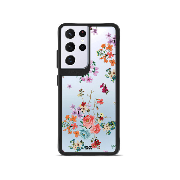 

DailyObjects Periwinkle & Roses Black Hybrid Clear Case Cover For Samsung Galaxy S21 Ultra