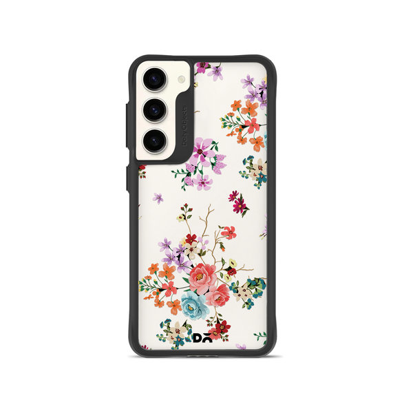 

DailyObjects Periwinkle & Roses Black Hybrid Clear Case Cover For Samsung Galaxy S23
