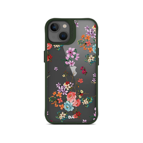 

DailyObjects Periwinkle & Roses Green Hybrid Clear Case Cover For iPhone 13 Mini