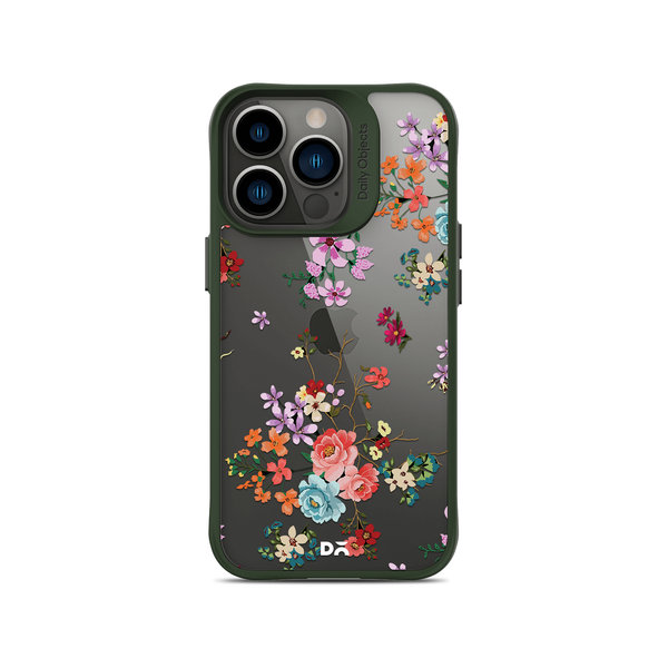 

DailyObjects Periwinkle & Roses Green Hybrid Clear Case Cover For iPhone 13 Pro Max