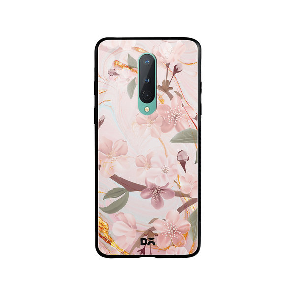 

DailyObjects Pink & Gold Marble Flowers Glass Case Cover For OnePlus 8