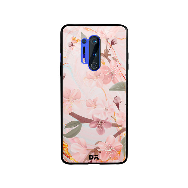 

DailyObjects Pink & Gold Marble Flowers Glass Case Cover For OnePlus 8 Pro
