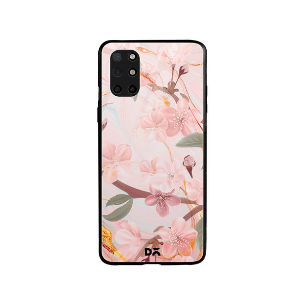 

DailyObjects Pink & Gold Marble Flowers Glass Case Cover For OnePlus 8T