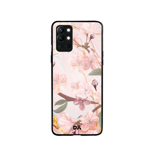 

DailyObjects Pink & Gold Marble Flowers Glass Case Cover For OnePlus 9R