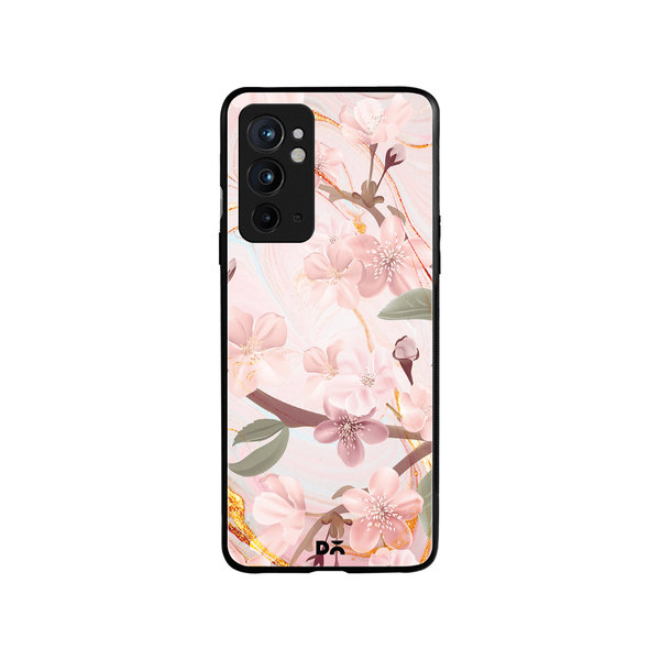 

DailyObjects Pink & Gold Marble Flowers Glass Case Cover For OnePlus 9RT