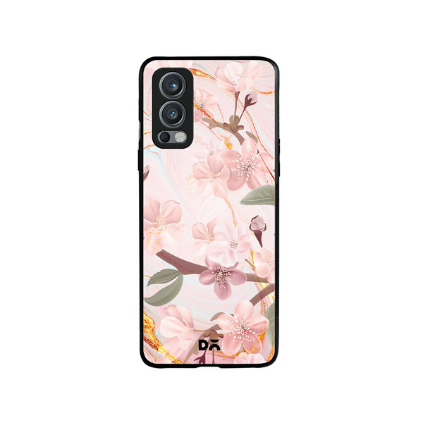 

DailyObjects Pink & Gold Marble Flowers Glass Case Cover For OnePlus Nord 2