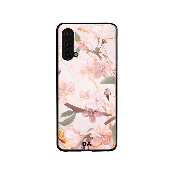 

DailyObjects Pink & Gold Marble Flowers Glass Case Cover For OnePlus Nord CE