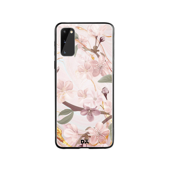 

DailyObjects Pink & Gold Marble Flowers Glass Case Cover For Samsung Galaxy S20