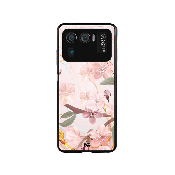 

DailyObjects Pink & Gold Marble Flowers Glass Case Cover For Xiaomi Mi 11 Ultra